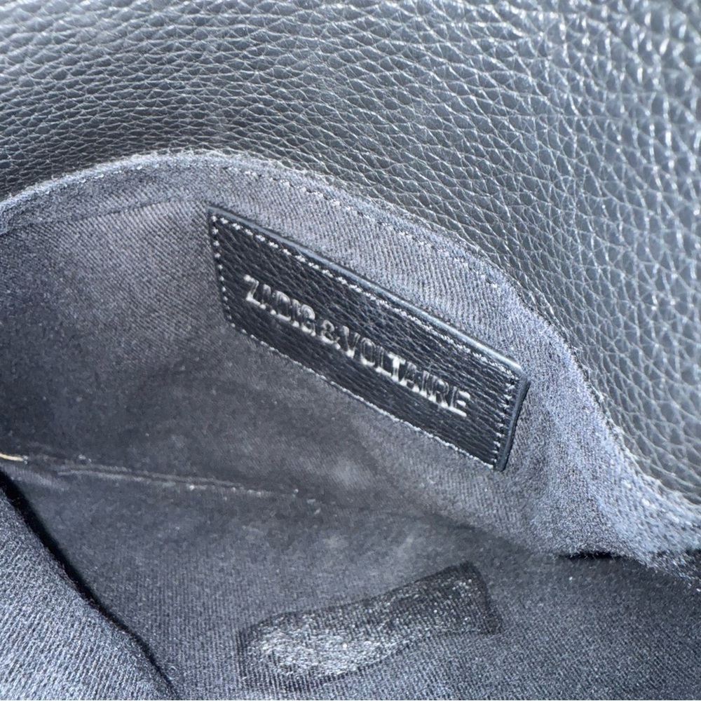 Zadig & Voltaire Bag Rocky Foldover Clutch Crossbody in Pebbled Leather Black - Picture 10 of 11
